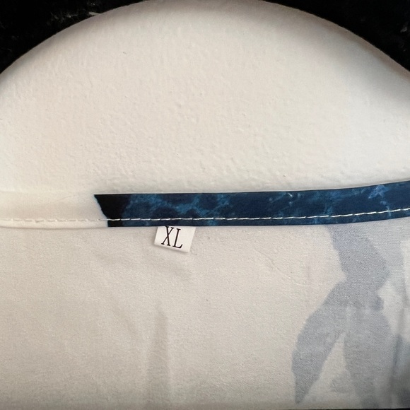 White Maxi Wrap Dress with Navy Floral Print - Picture 3 of 4